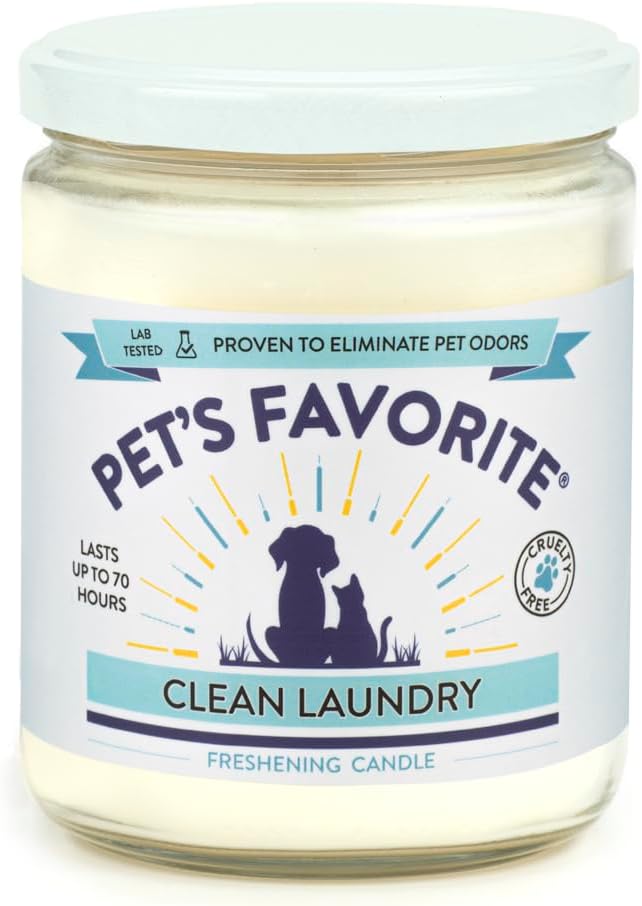 Pet's Favorite Pet Odor Candle, Clean Burning, Long Lasting Scented Candles with a Cotton Wick. (Fresh Laundry, Pack of 1)