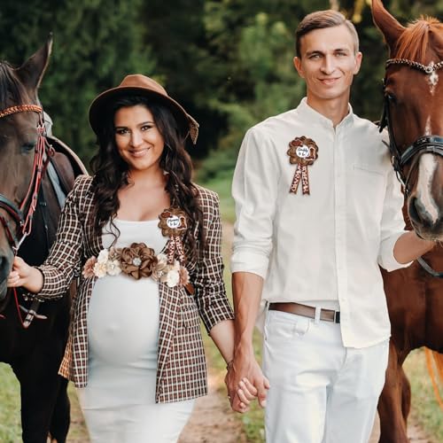 Vansolinne-Western-Theme-Baby-Shower-Maternity-Sash-Kit-Mom-to-Be-Daddy-to-Be-Corsage-Cowboy-Baby-Shower-Decorations-Cowboy-Hat-Boot-Belly-Band-Brown-Pregnancy-Photo-Props Vansolinne Western Theme Baby Shower Maternity Sash Kit Mom to Be Daddy to Be Corsage Cowboy Baby Shower Decorations Cowboy Hat Boot Belly Band Brown Pregnancy Photo Props