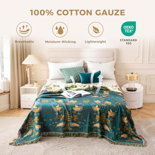Image of LUTBM King Throw Blanket for Bed, 100% Cotton Boho Soft Fall Blankets