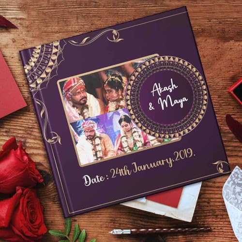 Image of PRESTO Personalized Photo Album | Custom Wedding & Memory Book | Romantic Gift for Couples | Hardcover with Print | 9.5 x 9 inch, 40 Pages