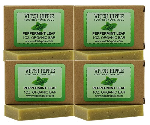 Witch Hippie Peppermint 1oz TRAVEL SIZE Organic Bar Soap 4 pack Refreshing Clean You Can Feel