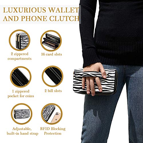 Image of Daisy Rose Dual Zipper Phone Clutch and Wallet for Women - RFID Blocking, PU Vegan Leather Multi-Card Organizer