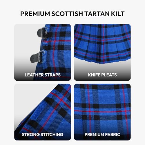 Image of 8 Yard Mens Kilt - Authentic Tartan Kilt for Men Highland Outfit for Weddings & Traditional Scottish Wear