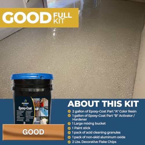 Epoxy-Coat GOOD FULL Kit Epoxy Floor Coating- Gray Base With Blue Gray Blend 1/4 Inch Flakes-Light Flake Coverage,Covers 500 Sq. Ft.-For Garage,Basement thumb #1