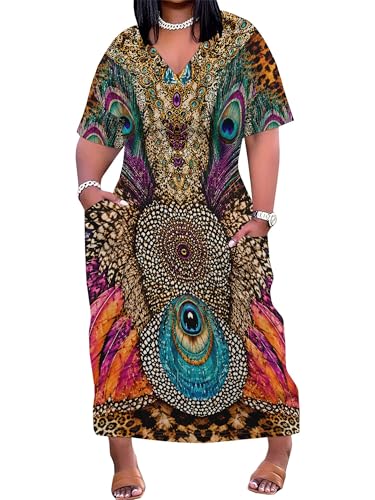 Image of PinkPatty Women's Oversize V Neck Short Sleeve Maxi Dress with Pockets