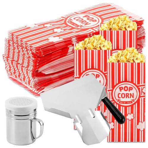Image of 202 Pcs Popcorn Bags with Popcorn Scoop and Salt Shaker, 1 Oz Small Vintage Individual Servings Popcorn Container PopCorn Bags Bulk for Popcorn Machine Supplies Party Movie Night Theater(size:202pcs)