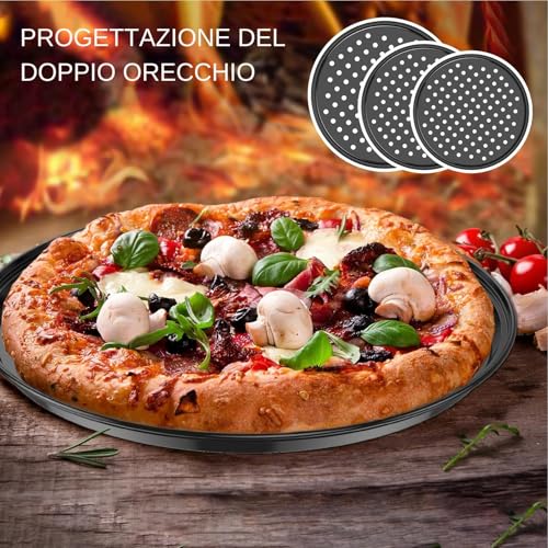 Moule à pizza en acier au carbone durable, lot de 4 plaques rondes rigides - 4