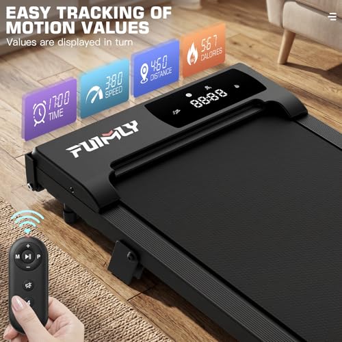 Image of Under Desk Walking Pad for Home Office - 2.5 HP Portable Treadmill With 300 lb Capacity, Compact Jogging Running Machine, Remote Control and LED Display
