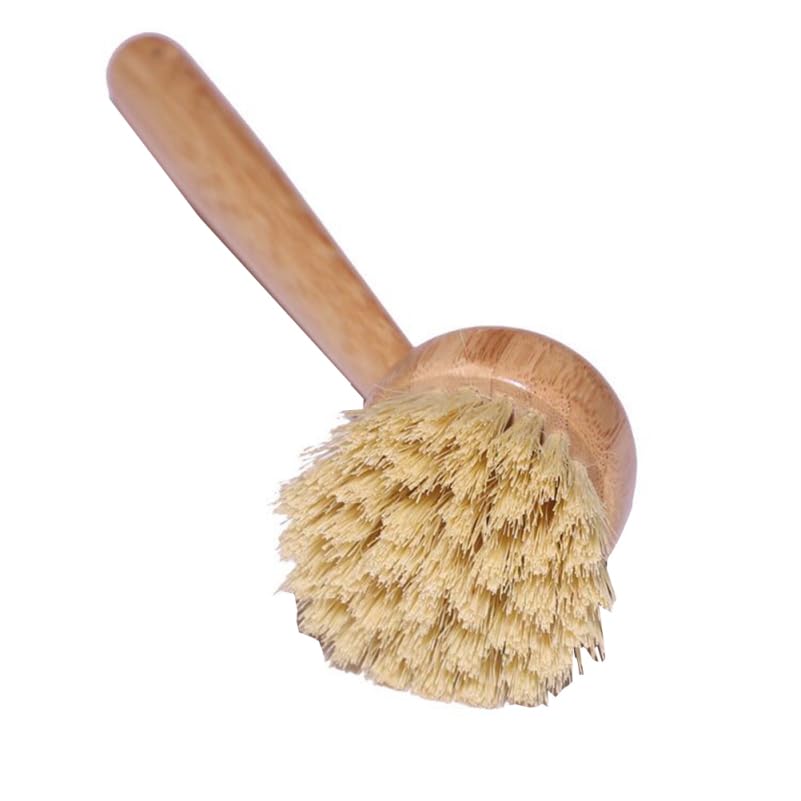 Image of Zerodeko Dish Brush with Beechwood Handle - Dish Scrubber Kitchen Tool Sink Cleaner for Kitchen Restaurant Washing Cast Iron Pan /Pot, Stove Cleaner