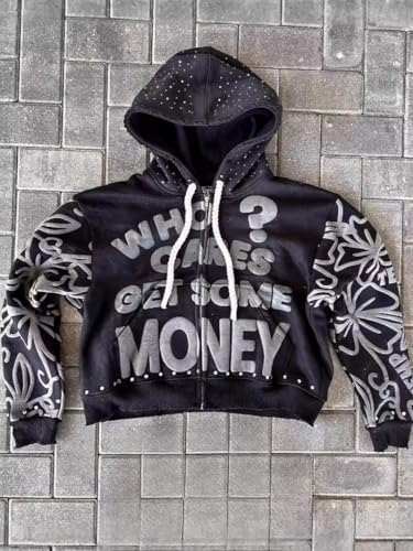 Y2k Hoodies Grunge Graphic Zip Up Hoodies Puff Print Hoodie Y2k Jacket Unisex Aesthetic Sweatshirts Streetwear2