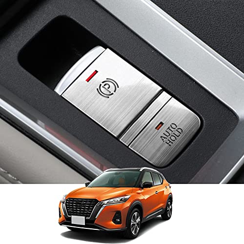 Kakash 日産専用アルミ合金電子ハンドブレーキボタンカバートリム(BRAKE HOLD) 内装カスタムパーツ アクセサリーキズ防止防塵 取り付け簡単 車種専用設計2 pcsセット(シルバー)適合日産 新型キックス(Kicks) e-POWER P15系