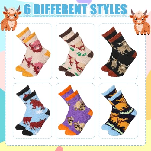 Image of Skicuff 6 Pairs Women Fuzzy Socks Bulk Slipper Warm Sleeping Crew Socks for Women Men Microfiber Soft Holiday Teacher Gifts
