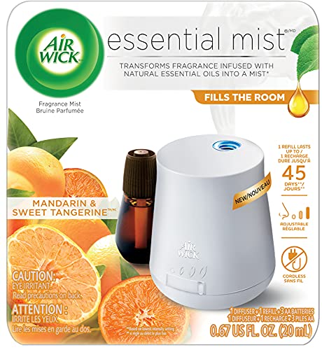 Air Wick Essential Mist, Essential Oil Diffuser, (Diffuser + 1 Refill), Mandarin & Sweet Tangerine, Air Freshener (Device and Packaging May Vary) Air Wick Essential Mist, Essential Oil Diffuser, (Diffuser + 1 Refill), Mandarin & Sweet Tangerine, Air Freshener (Device and Packaging May Vary)
