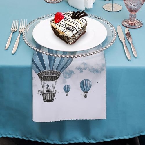 Servilletas de tela cuadradas azul diseño floral 18.7 x 18.7 in 4 pcs miniatura 4