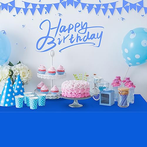 Image of 32 Pack Blue Plastic Tablecloth for Rectangle Tables, Premium Decorative Royal Blue Disposable Table Cloths for Parties, Rectangle Party Table Cover for Birthday, Wedding, Anniversary, 54 x 108 Inch