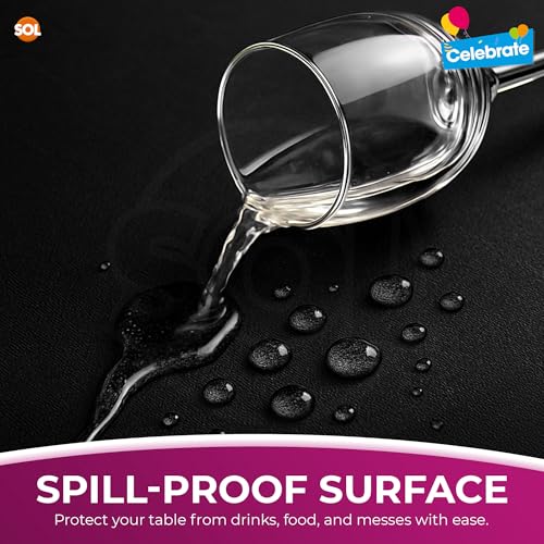 SOL 6pk Black Round Table Cloth Disposable 140cm Party Tablecloths for Circular Table - Durable Spill Protection - Christmas Decorations New Years Eve 2026 Birthday Supplies Weddings, Buffets Catering