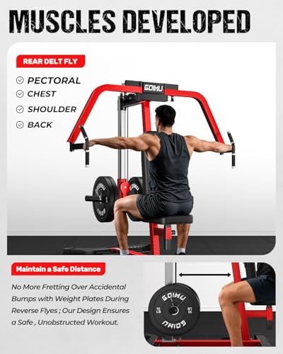 Image of Chest Fly Machine, CF01-PRO PEC Fly and Reverse Delt Machine, Upper Body Workout Equipment with Adjustable Backrest for Pectoral and Rear Deltoid, Chest Training Machine for Home Gym