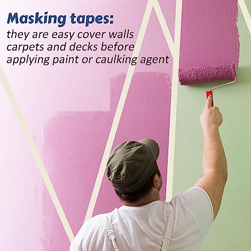 Image of Fainne 60 Rolls Masking Tape Bulk 1 Inch 55 Yards