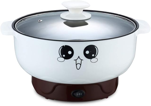 ele ELEOPTION 4-in-1 Multifunction Electric Skillet Non-Stick Stainless Steel Hot Pot Noodles Rice Cooker Steamed Egg Soup Pot Mini Heating Pan Cooking Fried (Electric Skillet, 2.3L(Diameter 20CM))