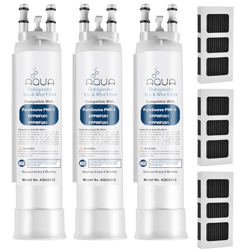 Image of FPPWFU01 Water Filter Replacement Compatible with EPPWF01 PureAdvantage PWF-1 FPPWFU01 PurePour PWF-1Refrigerator Water Filter & PureAir Ultra II PAULTRA2 Air Filter Combo(3+3-Combo)