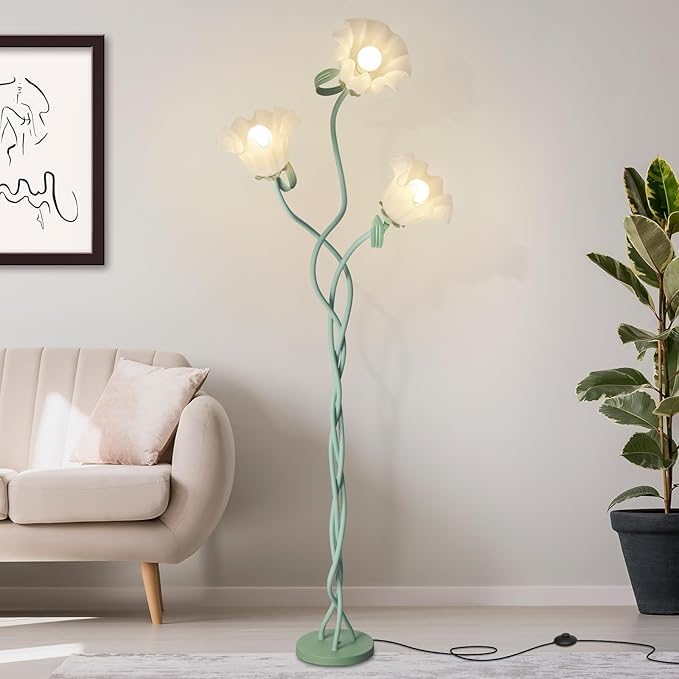 Lámpara de suelo para salón con diseño floral y ambiente acogedor de 67"