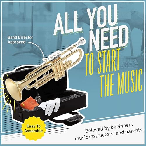Image of Mendini By Cecilio Bb Standard Trumpet Set for Beginners - Nickel