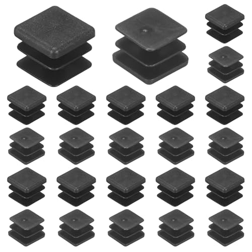 Image of M METERXITY 30-Pack Square Tubing End Caps, 0.7Inch /18mm Plastic Tube Plugs for Square Metal Tube /Chair Legs /Pipe Post /Furniture /Fence, Bumper Tubing Plug [Black]