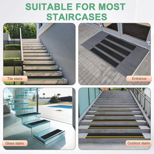 Image of M METERXITY 15-Pack Anti Slip Traction Tape 24 inch x 4 inch Best Grip Tape Grit Outdoor Non-Skid Tape High Traction Friction Abrasive Adhesive for Indoor /Outdoor Stairs Step [Black]