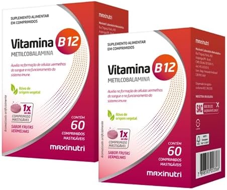 Kit 2 Vitamina B12 Metilcobalamina 60 Capsulas Mastigaveis Maxinu...