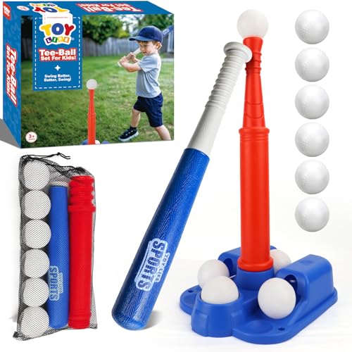 TOY Life T-Ball Set for Toddlers Ages 3-5 – Kids Baseball Set with Bat, Tee and 6 Balls – Outside Toys & Birthday Gift for 3, 4, 5, 6, 7, 8 Year Old Boys