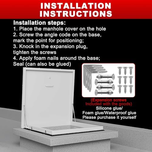 Heavy Duty Aluminum Roof Access Hatch with Hydraulic Support Rod - Secure Commercial Roof Door for Home & Industry (29.5x29.5in) - Durable and Reliable Access Solution