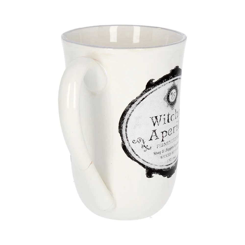 Nemesis Now Witches Tazza Da Aperitivo In Ceramica, Bianca, 16,5 Cm, A Forma Di Strega