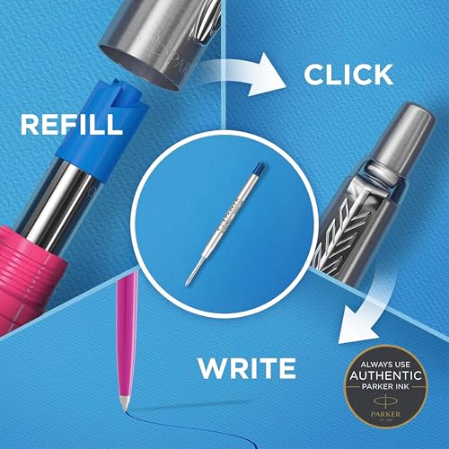 Image of Parker Jotter Standard Chrome Trim Ball Pen and Notebook, Magenta Body, Blue Ink, Fine Point - Ideal Gift Set for Professionals and Students