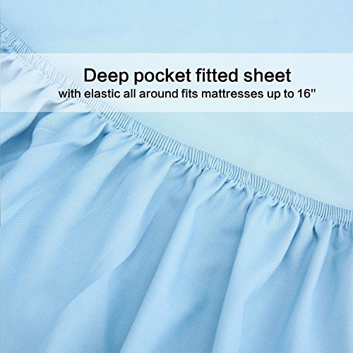 Image of 4 Piece Bed Sheet Set (Full,Baby Blue) 1 Flat Sheet,1 Fitted Sheet and 2 Pillow Cases,Brushed Microfiber Luxury Bedding with Deep Pockets