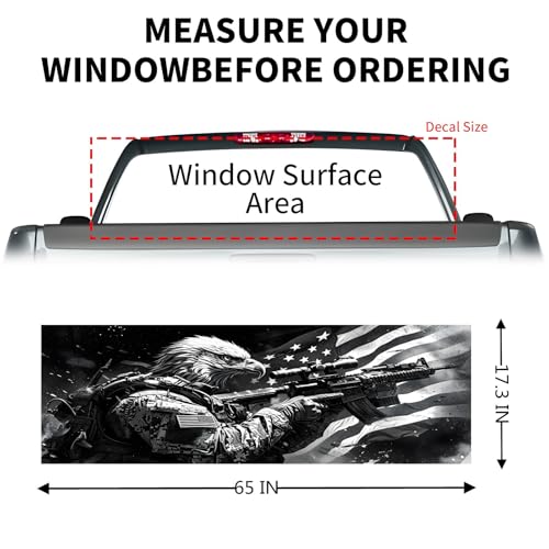 Image of Back Window Decals for Trucks - 65x17.3 in Eagle Flag Window Decal Rear Window Decals for Truck Decor, Creative Truck Rear Window Decal for Personalized Decoration - Eagle-33-S
