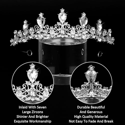 Image of CURASA Tiara And Crown For Women Sliver Princess Crowns Rhinestone Fairy Metal Headband Crystal Tiaras For Wedding Bridal Birthday Party Prom Hair Accessories