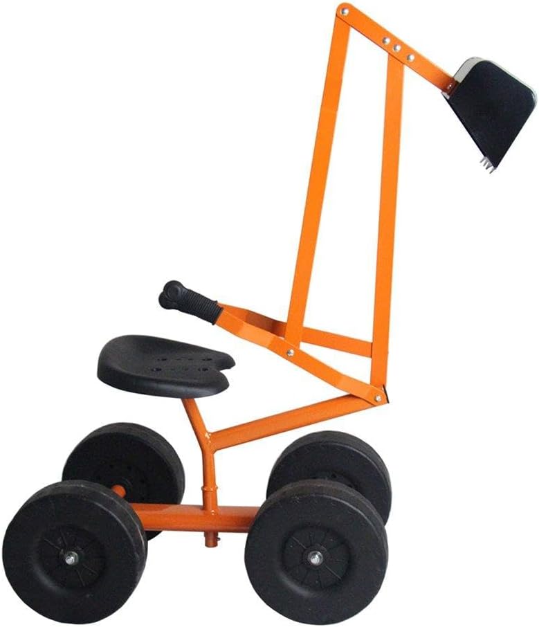 FANTASK 360  Seat Excavator with Shovel and Wheels up to 50 kg Children's Excavator for Sitting on Metal Excavator Sandpit Ride-on Excavator Sand Excavator Orange