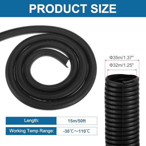 MECCANIXITY 1 1/4 Inch 50ft Split Wire Loom Tubing, Flexible Cord Protectors with Installation Tool Cable Management Sleeve Conduits Cover for Office Home Electrical Automotive Wires, Black by MECCANIXITY - Image 2