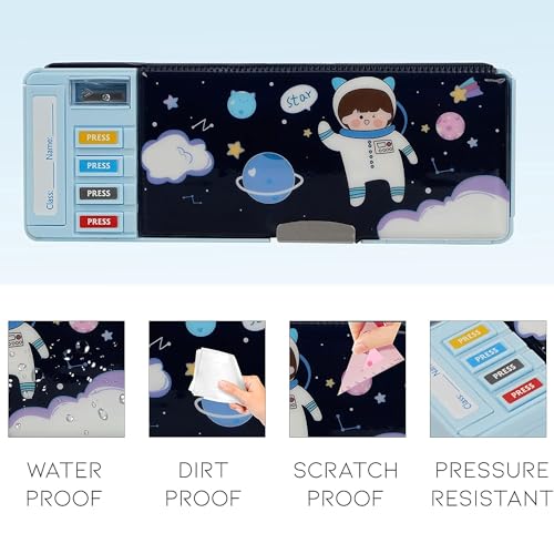 Image of DEOXY Plastic Multifunctional for Kids,Space for Boys,Pencil Box for Boys & Girls,Magnetic Pencil Box,Pop Up,Space Theme S for Kids-Brown (KBX-7069AT)