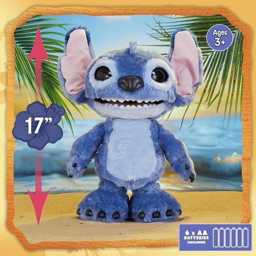 Just Play Disney Ultimate Stitch – Funktionsplüschtier, 100+ Geräusche und Reaktionen, ab 3 Jahre, 43cm, interaktiv, Kuscheltier