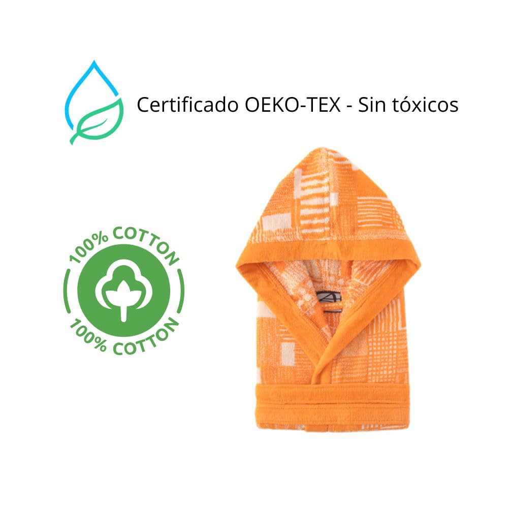 Top Towel Accappatoio Bambino e Ragazzo Egeo Coral in Cotone 100% | Spugna Morbida e Assorbente Certificata OEKO-TEX | Ideale per Doccia, Bagno o Piscina – Albornoz Juvenile 14 Anni