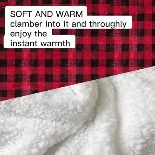 Boikey Oversized Hoodie Velvet Blanket Jumper Sweatshirt,Extra Long Hooded Blanket with Sleeves Hoodie Wearable,Throw with Pockets One Size for Adult Women and Men (Christmas red) - Image 4