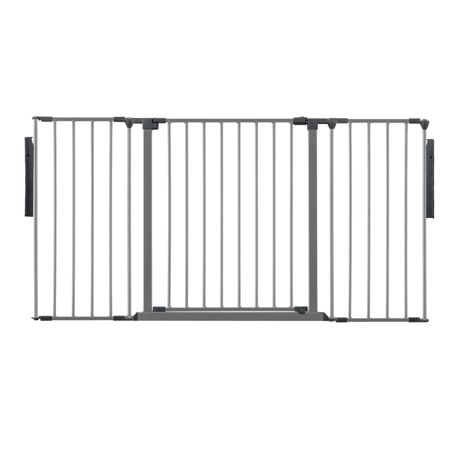 Safetots Premium Multi Panel Room Divider, up to 148cm Wide, Grey, 70cm Tall, Multi Panel Flexible Room Barrier, Room Divider with Door for Baby and Toddler, Easy Installation