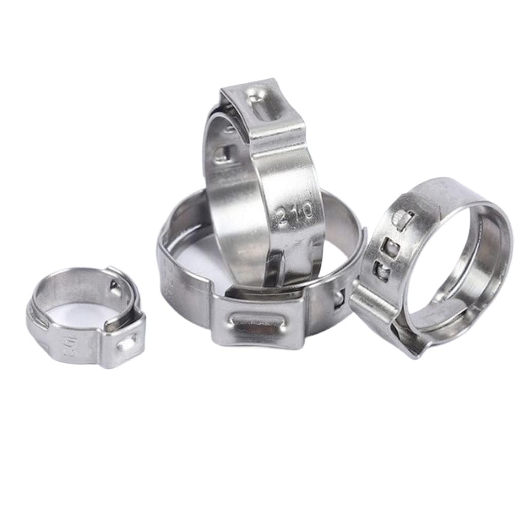 Clips Duct Clamps 10pcs Stainless Steel 304 Single Ear Hose Clamps Sizes 5.3-21mm(10.3-12.8mm)