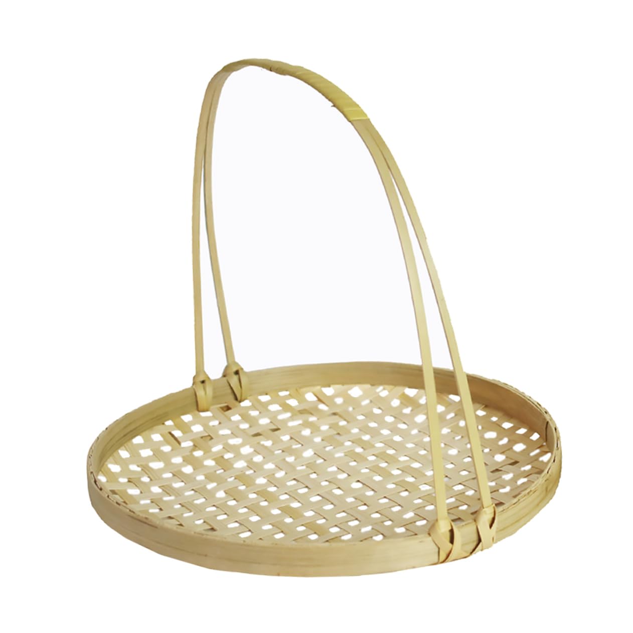 GRIRIW 1pc Basket Round Storage Basket Dim Sum Basket Decorative Fruit Baskets Countryside Hand Basket Countryside Style Basket Round Basket Woven Baskets Hand-woven Basket