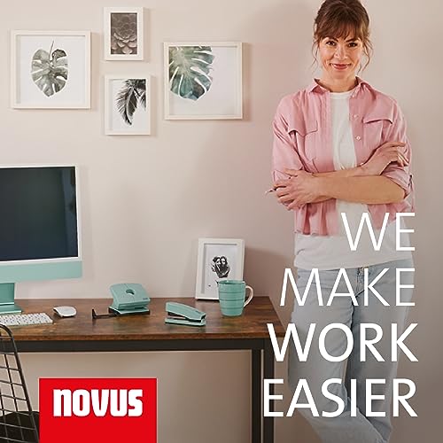 NOVUS Heftgerät B2 Color ID 2.0 (25 Blatt Heftleistung, Oberlademechanik, Metallgerät mit Kunststoffmantel, inkl. 200 Heftklammern) mellow mint