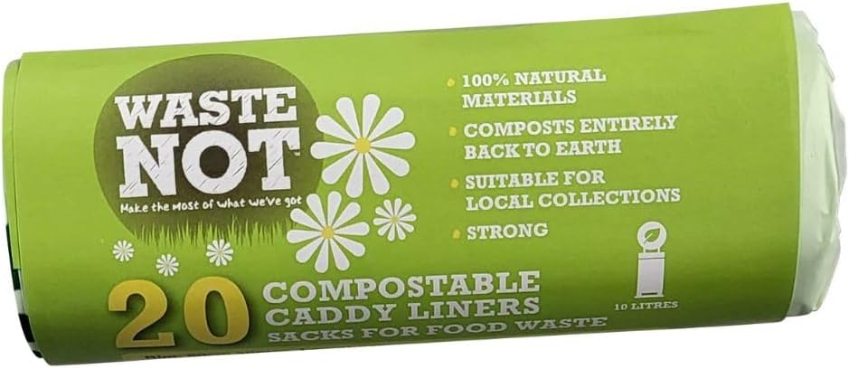 Waste Not BPFL8 Waste Not Compostable Caddy Liner 10l Roll 20 80cm Approx. 45cm Approx. Fast Post