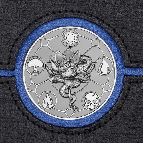 Image of Kabinka MTG Deck Box for Commander with Metal Emblem, Card Deck Box with Dice Tray, Holds 100 Double-Sleeved Cards for TCG /PTCG, Cards Storage Case with 35PT Magnetic Card Holder (Black& Blue, Lotus)
