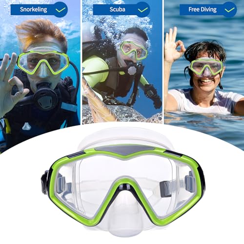Professional Snorkel Diving Mask, Ultra Clear Lens with Wide View Tempered Glass Snorkeling Mask Gear,Anti Leakage Scuba Mask, Silicone Swimming Goggles Mask for Adults