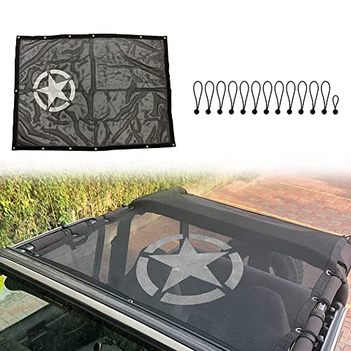 XYHAOAI La Cubierta Superior de Malla para Parasol Proporciona protección Solar UV para el Techo, Compatible con Jeep Wrangler TJ YJ 1987 2006, Estilo 5 Estrellas